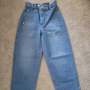Brand New Madewell Workwear Edition High Waist Ankle Balloon Jeans. Size 23